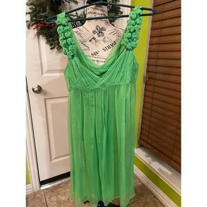 Leon Max’s limited edition green silk mini dress, xs